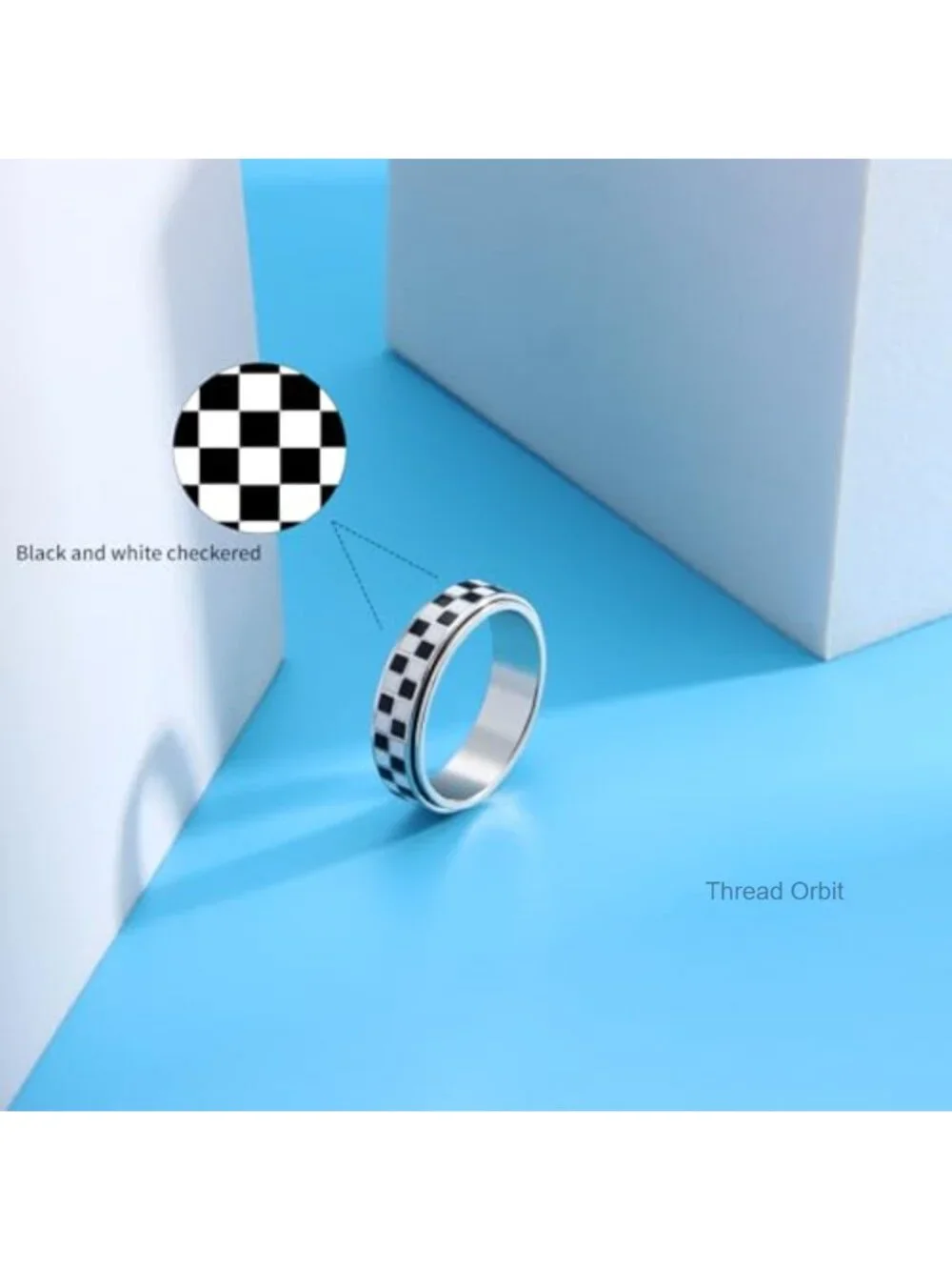 18K Gold Plated Stainless Steel Rotating Spinner Fidget Ring Anxiety Relief